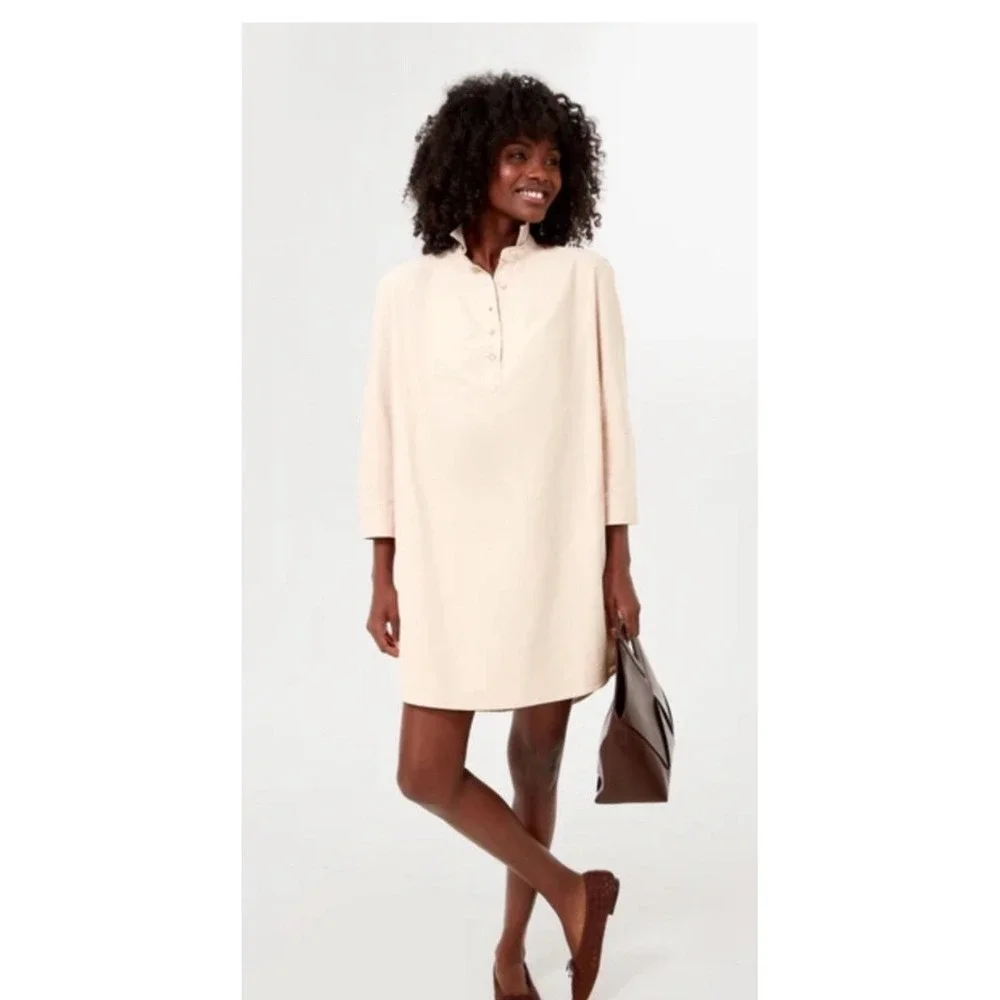 Pomander Place Polly Beige 100% Cotton 3/4 Sleeve Shirt Dress XXL Y187157